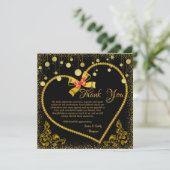 Luxe zwart en goud bruiloft Jubileum Bedankkaart (Staand voorkant)