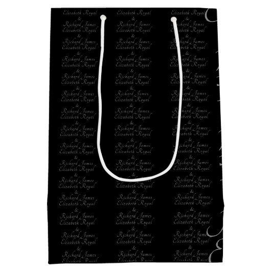 Luxe zwart en goud bruiloft thema Elegant Medium Cadeauzakje (Achterkant)