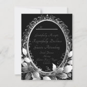 Luxe zwart en goud bruiloft thema Elegant RSVP Kaartje (Voorkant)
