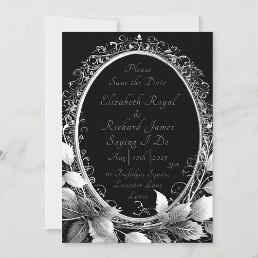 Luxe zwart en goud bruiloft thema Elegant Save The Date (Voorkant)