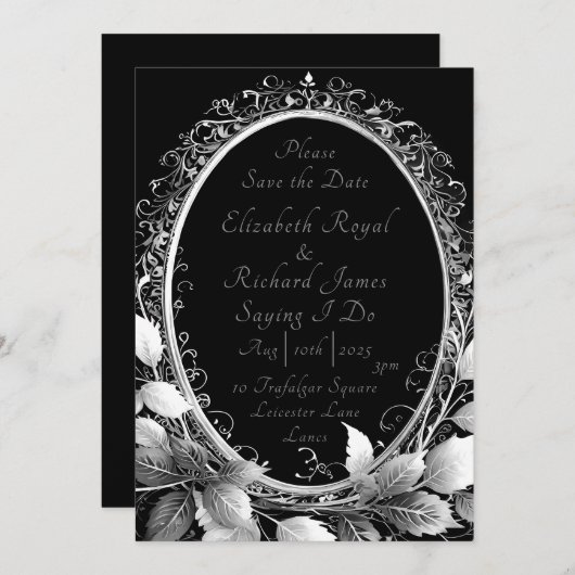 Luxe zwart en goud bruiloft thema Elegant Save The Date (Voorkant / Achterkant)