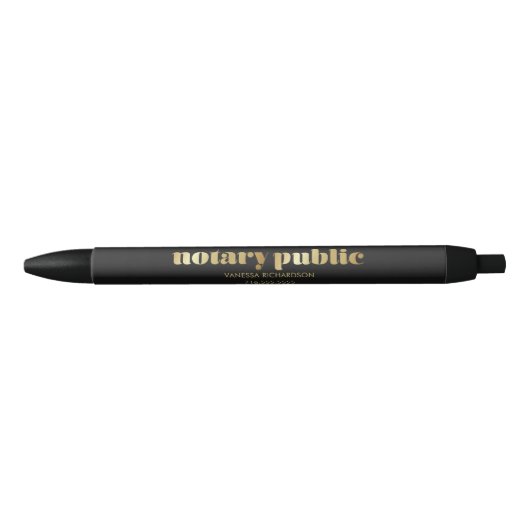 Luxe Zwart en Goud Business Promo Notaris Publiek Zwarte Inkt Pen (Voorkant)