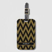 Luxe zwart en goud Chevron patroon Bagagelabel (Voorkant (verticaal))