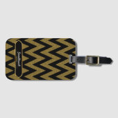 Luxe zwart en goud Chevron patroon Bagagelabel (Voorkant (horizontaal))