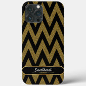 Luxe zwart en goud Chevron patroon Case-Mate iPhone Case (Achterkant)