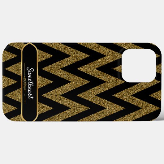 Luxe zwart en goud Chevron patroon Case-Mate iPhone Case (Achterkant (horizontaal))