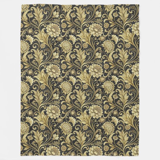 Luxe Zwart en Goud Damast Gezellige Sofa Deken (Voorkant)
