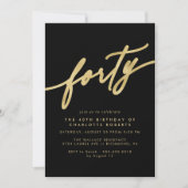 Luxe Zwart en Goud | Delicate Glam 40th Verjaardag Kaart (Voorkant)