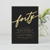 Luxe Zwart en Goud | Delicate Glam 40th Verjaardag Kaart (Staand voorkant)