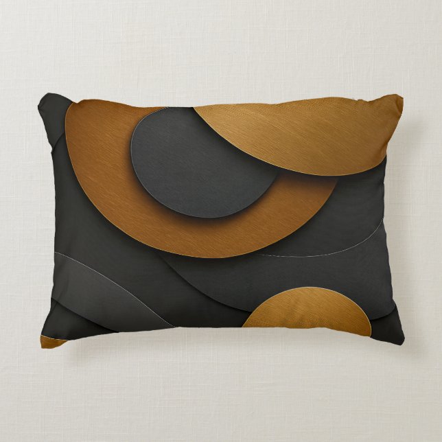 Luxe zwart en goud geometrisch abstract ontwerp accent kussen (Voorkant)