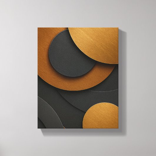 Luxe zwart en goud geometrisch abstract ontwerp canvas afdruk (Voorkant)