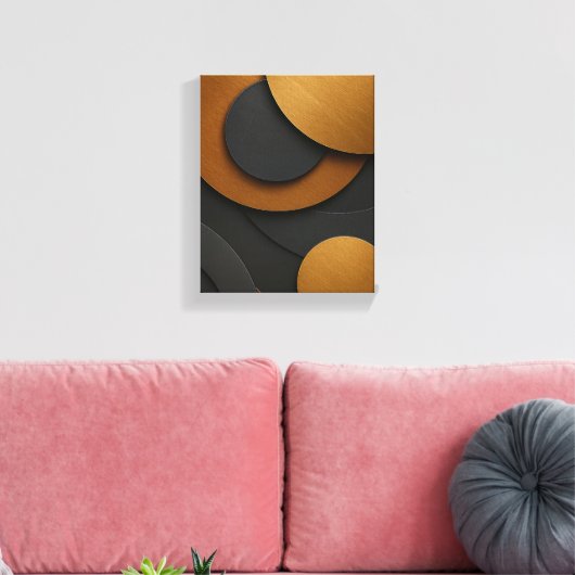 Luxe zwart en goud geometrisch abstract ontwerp canvas afdruk (Insitu (Woonkamer))