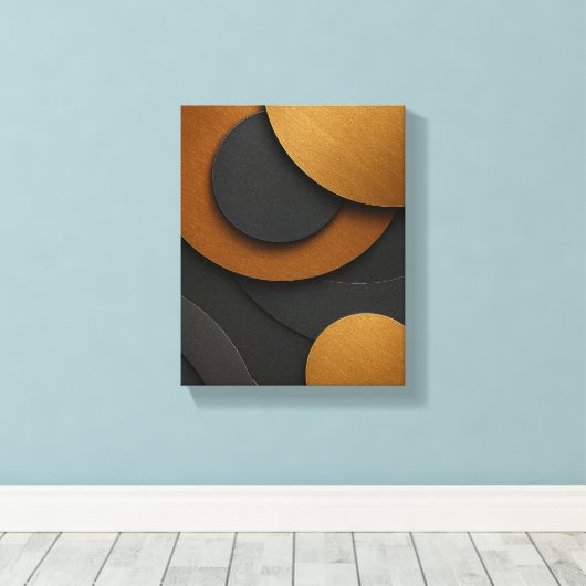 Luxe zwart en goud geometrisch abstract ontwerp canvas afdruk (Insitu (Houten vloer))