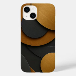 Luxe zwart en goud geometrisch abstract ontwerp Case-Mate iPhone 14 hoesje