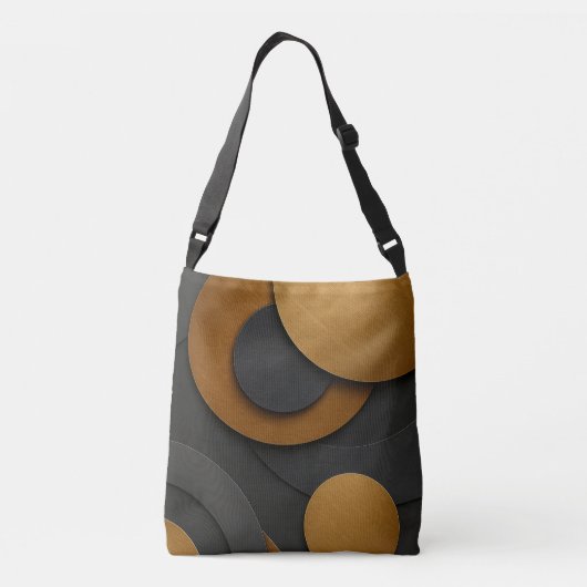 Luxe zwart en goud geometrisch abstract ontwerp crossbody tas (Achterkant)