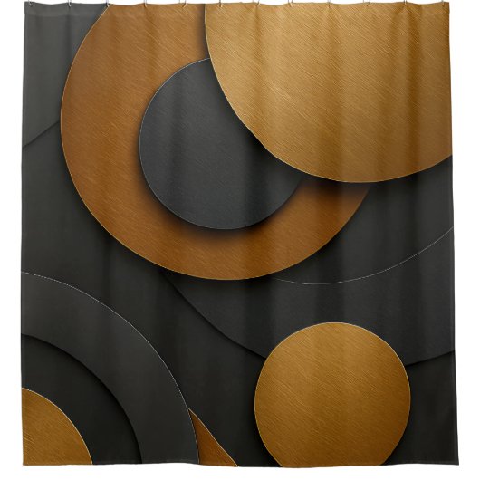 Luxe zwart en goud geometrisch abstract ontwerp douchegordijn (Voorkant)