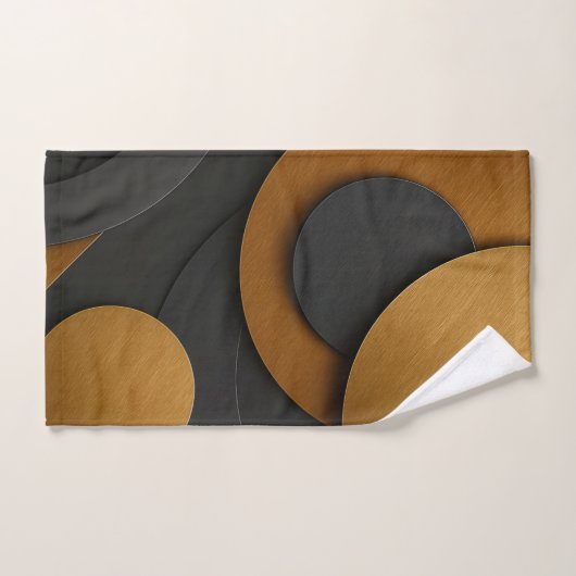 Luxe zwart en goud geometrisch abstract ontwerp handdoek (Handdoek)