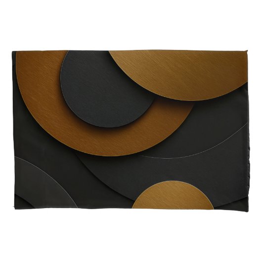 Luxe zwart en goud geometrisch abstract ontwerp kussensloop (Voorkant)
