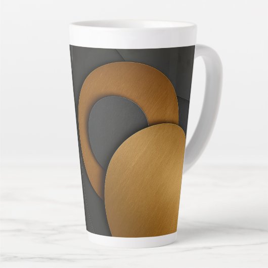 Luxe zwart en goud geometrisch abstract ontwerp latte mok (Rechterhoek)