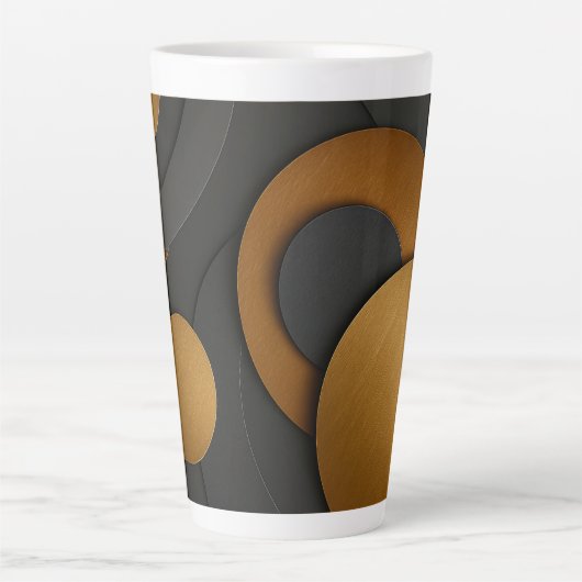 Luxe zwart en goud geometrisch abstract ontwerp latte mok (Voorkant)