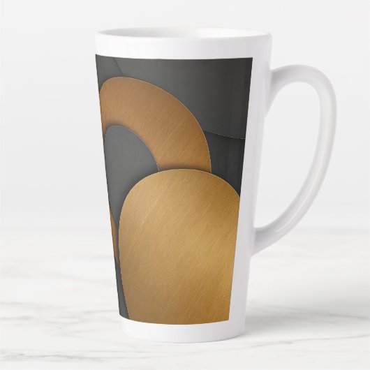 Luxe zwart en goud geometrisch abstract ontwerp latte mok (Rechts)
