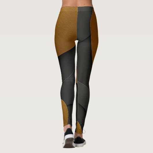 Luxe zwart en goud geometrisch abstract ontwerp leggings (Achterkant)