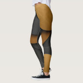 Luxe zwart en goud geometrisch abstract ontwerp leggings (Links)