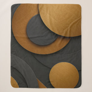 Luxe zwart en goud geometrisch abstract ontwerp sherpa deken