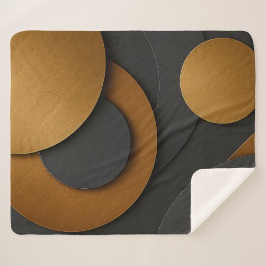 Luxe zwart en goud geometrisch abstract ontwerp sherpa deken (Voorkant (horizontaal))