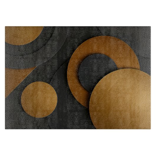 Luxe zwart en goud geometrisch abstract ontwerp snijplank (Voorkant)