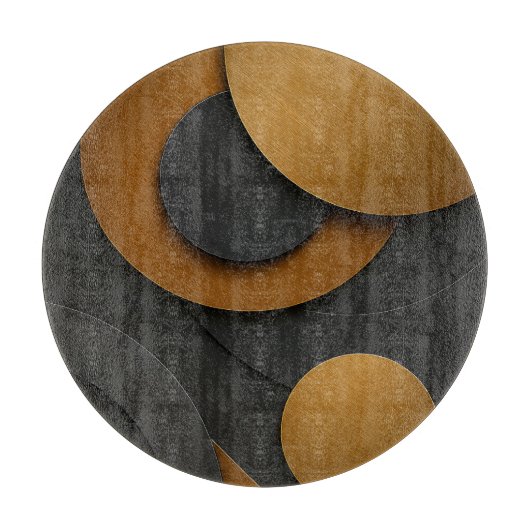 Luxe zwart en goud geometrisch abstract ontwerp snijplank (Voorkant)