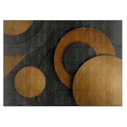 Luxe zwart en goud geometrisch abstract ontwerp snijplank (Voorkant)