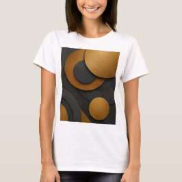 Luxe zwart en goud geometrisch abstract ontwerp t-shirt