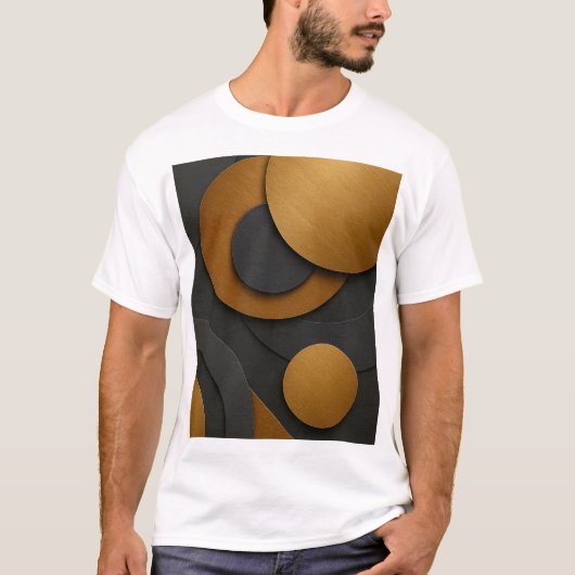 Luxe zwart en goud geometrisch abstract ontwerp t-shirt (Voorkant)
