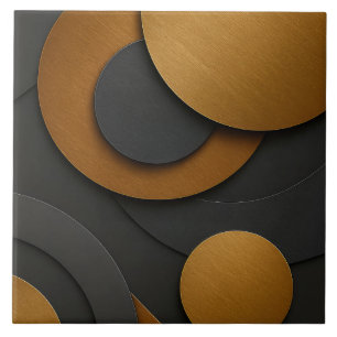 Luxe zwart en goud geometrisch abstract ontwerp tegeltje