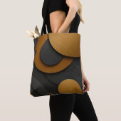 Luxe zwart en goud geometrisch abstract ontwerp tote bag (Dichtbij)