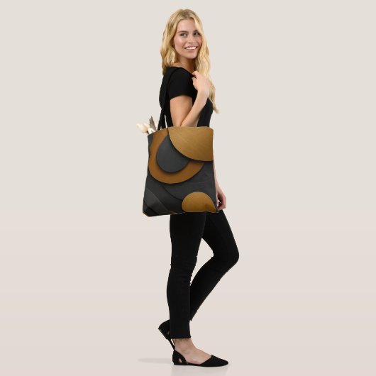 Luxe zwart en goud geometrisch abstract ontwerp tote bag (Op model)