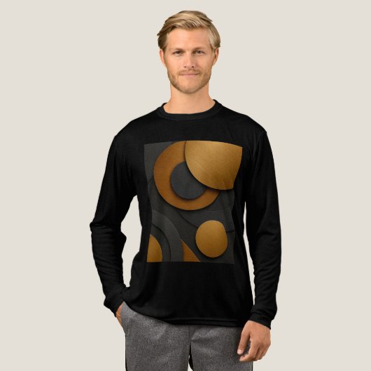 Luxe zwart en goud geometrisch abstract ontwerp Tri-Blend shirt (Voorkant)