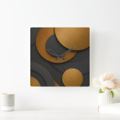 Luxe zwart en goud geometrisch abstract ontwerp vierkante klok (Huis)