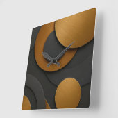 Luxe zwart en goud geometrisch abstract ontwerp vierkante klok (Hoek)