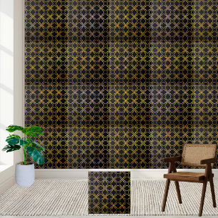 Luxe zwart en goud geometrische Tegel Tegeltje