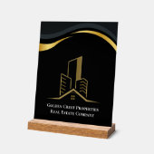 Luxe zwart en goud gepersonaliseerd onroerend goed acryl bord (Hoek)