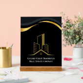 Luxe zwart en goud gepersonaliseerd onroerend goed acryl bord (Huwelijk)