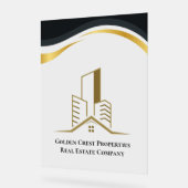 Luxe zwart en goud gepersonaliseerd onroerend goed acryl bord (Hoek)