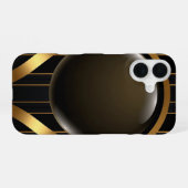 Luxe zwart en goud gestreepte iPhone 16 Hoesje | g (Achterkant horizontaal)