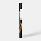 Luxe zwart en goud gestreepte iPhone 16 Hoesje | g iPhone Hoesje (Linkerkant)