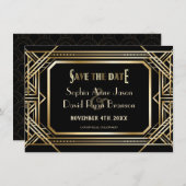 Luxe Zwart en Goud Geweldige Save The Date (Voorkant / Achterkant)