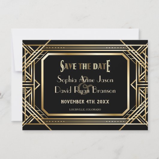 Luxe Zwart en Goud Geweldige Save The Date (Voorkant)