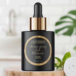 Luxe Zwart en Goud Glitter Cosmetica Product Ronde Sticker