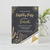 Luxe zwart en goud glitter moderne verjaardag kaart (Staand voorkant)